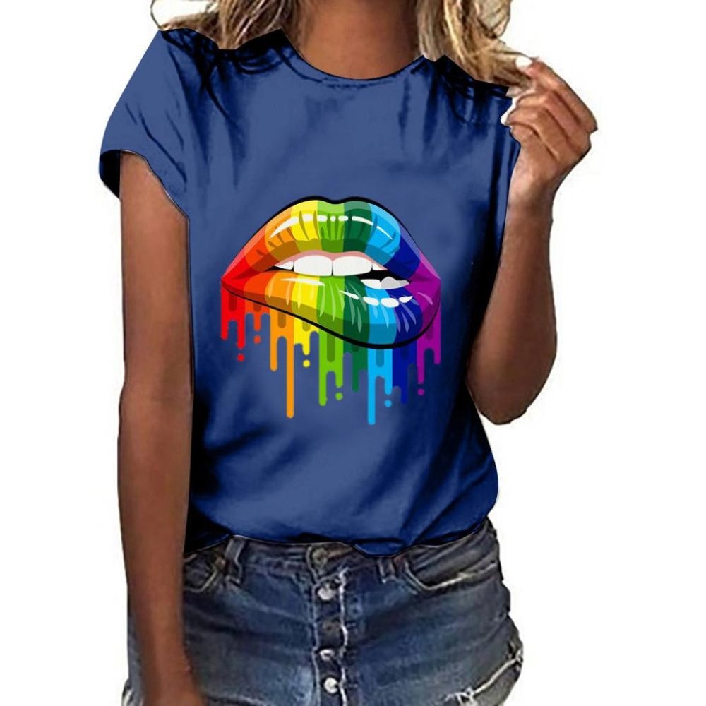 Lips Gesture Print T shirt Branded Wear For Less
